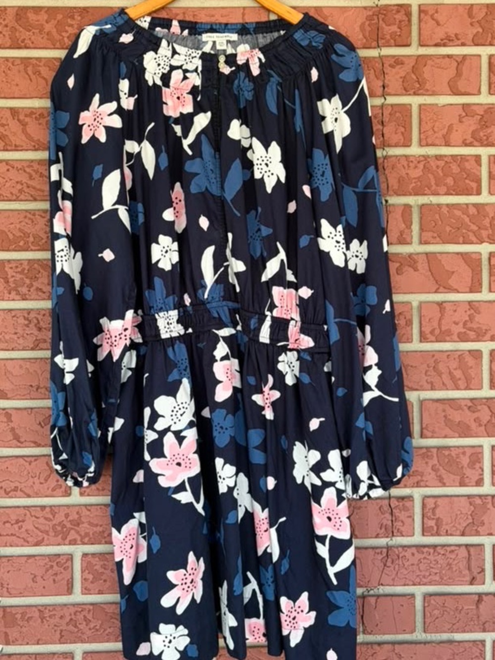 Ann Taylor Navy Floral Long Sleeve Midi Dress - Pink & Blue Bloom Print